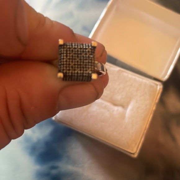 .925silver natural black diamond ring size 5 - Picture 2 of 3